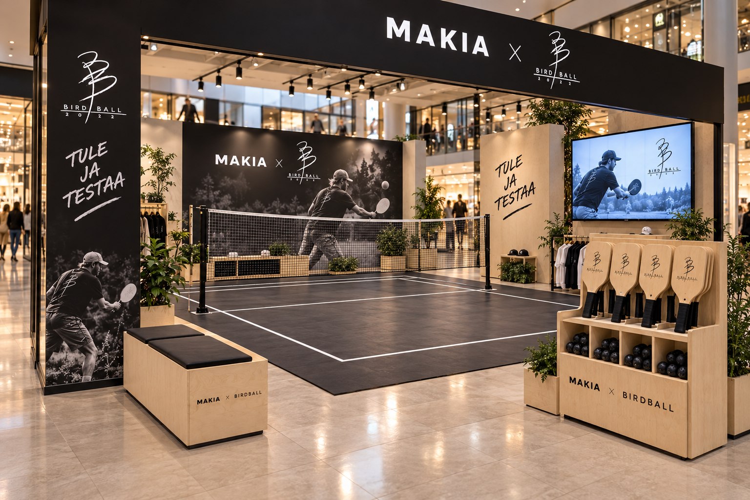 BirdBall x Makia shopping centre pop-up concept